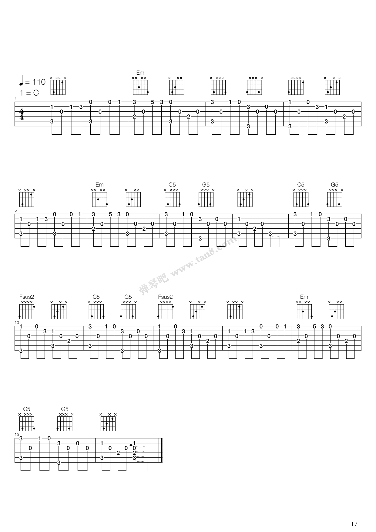 《多年以前(long long ago)》,梦之旅(六线谱 吉他谱吉他谱 第1页