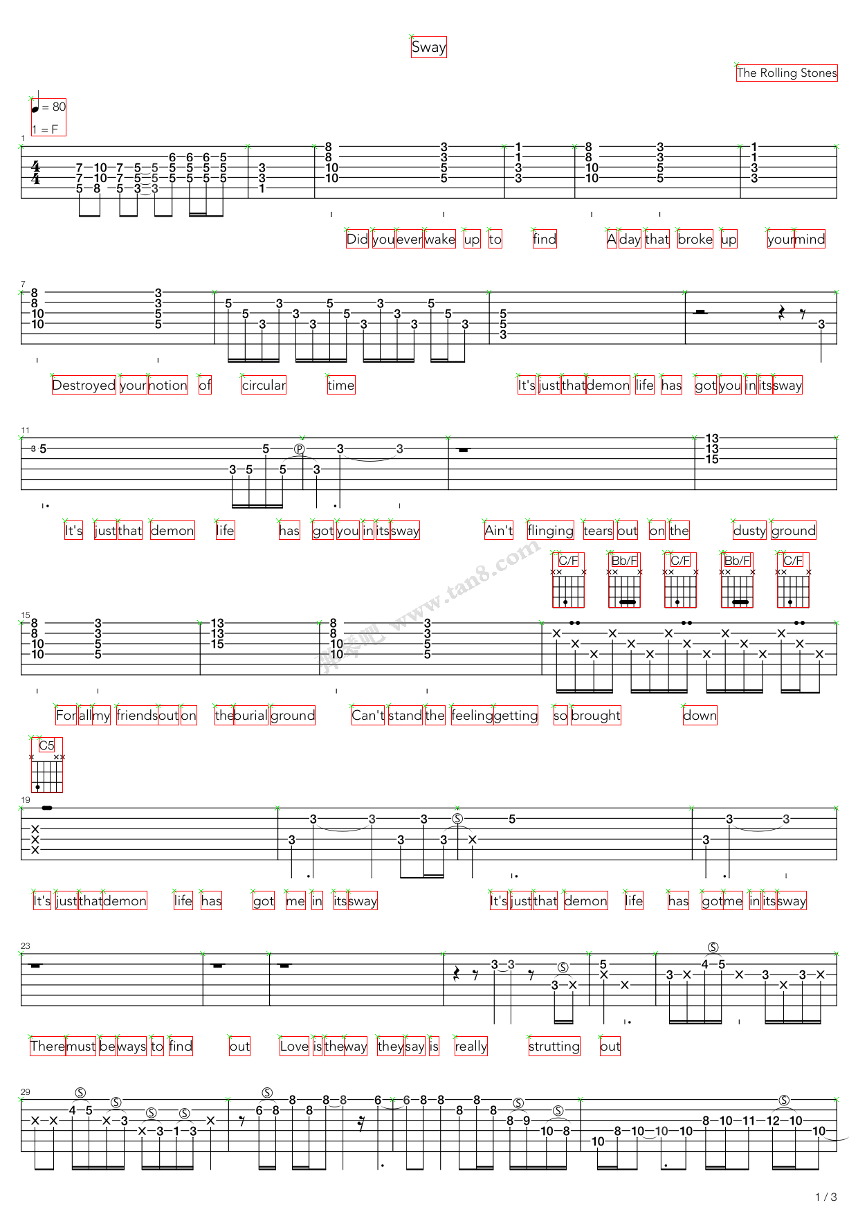 《sway,the rolling stones(六线谱 吉他谱吉他谱 第6页