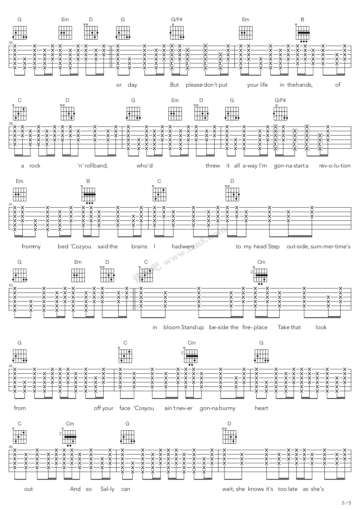 《dont look back in anger,oasis(六线谱 吉他谱吉他谱 第17页