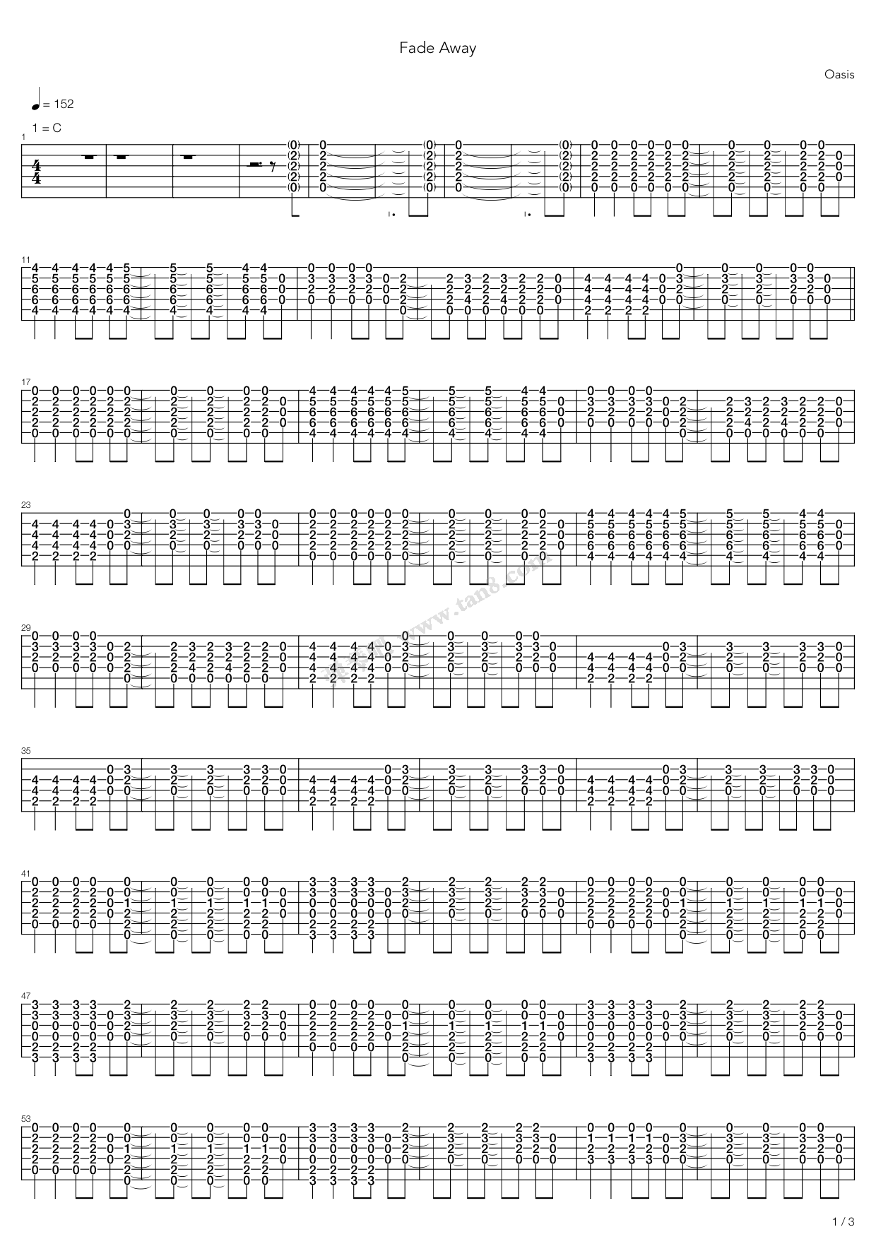 《fade away》,oasis(六线谱 吉他谱吉他谱 第9页
