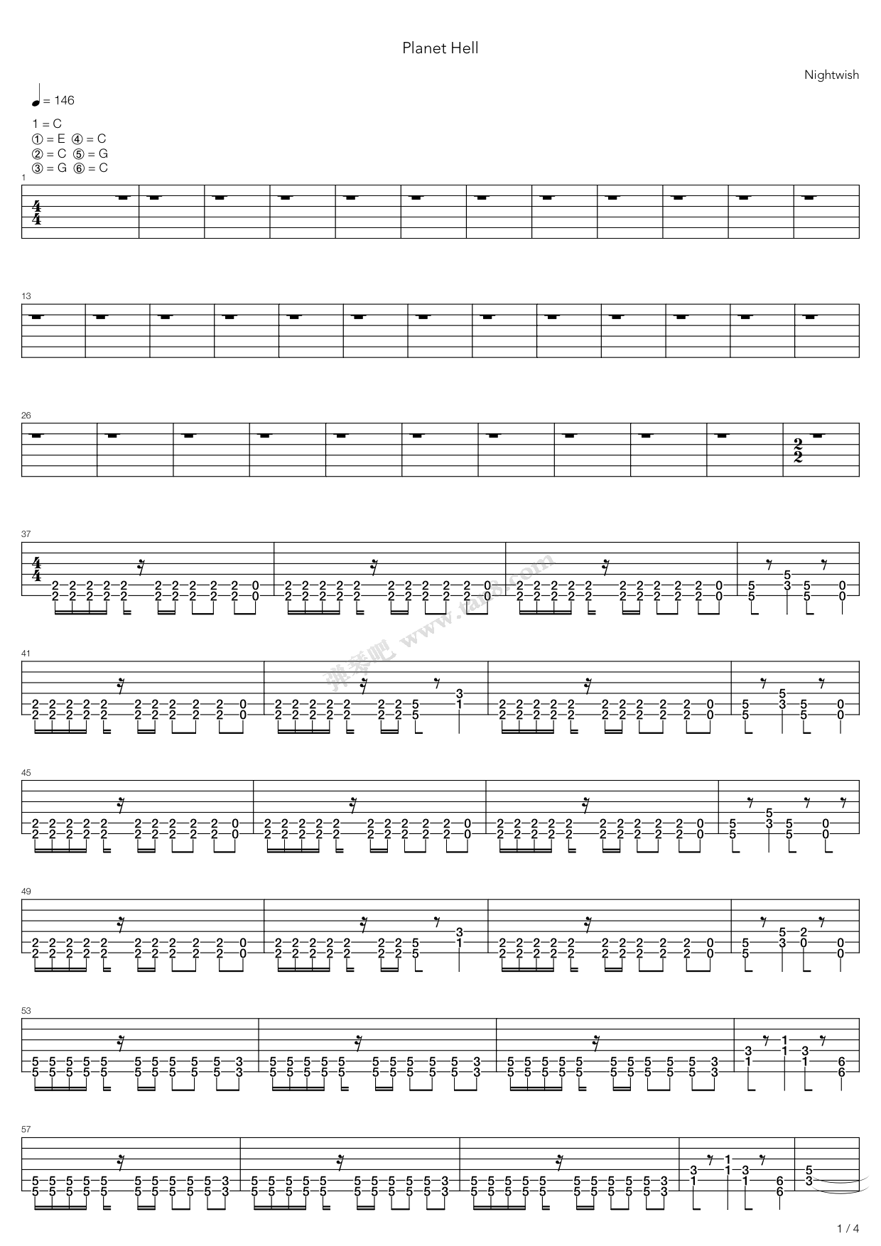 《planet hell,nightwish(六线谱 吉他谱吉他谱 第3页