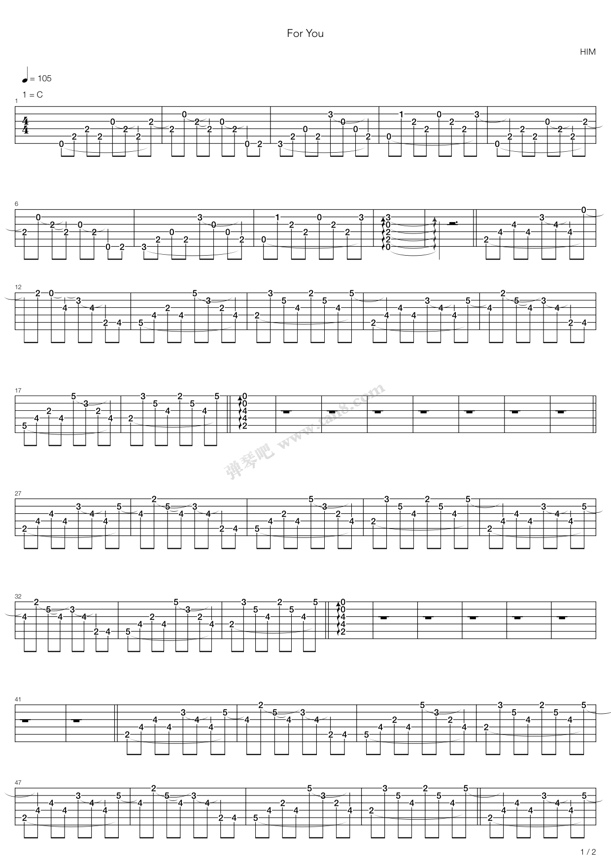 for you 吉他谱-虫虫吉他谱免费下载