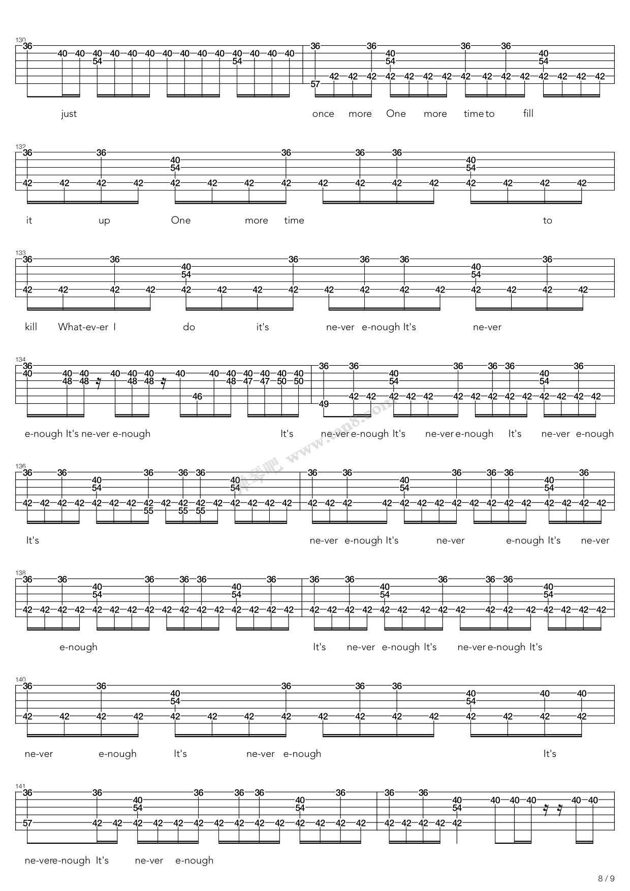 《never enough》,the cure(六线谱 吉他谱吉他谱 第36页