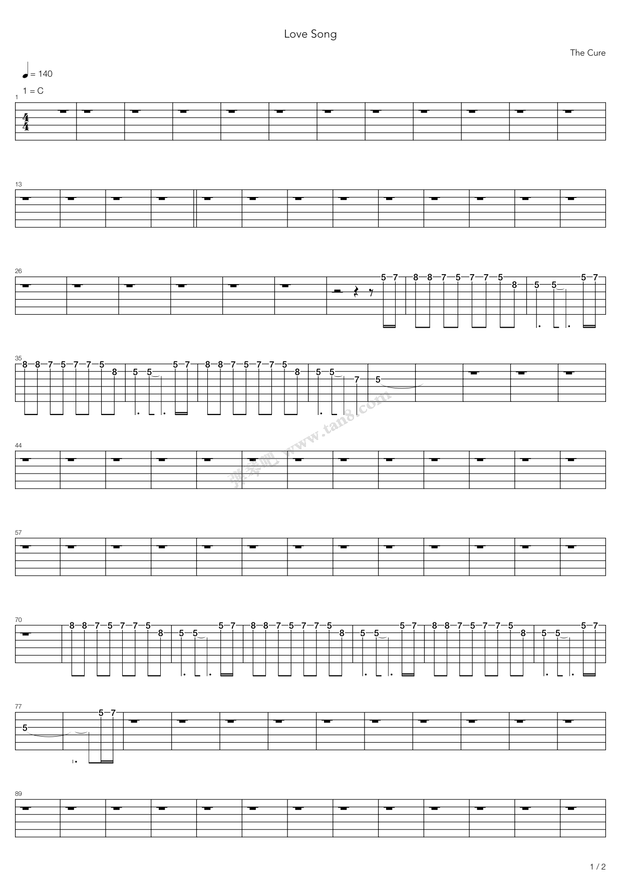 《lovesong》,the cure(六线谱 吉他谱吉他谱 第5页