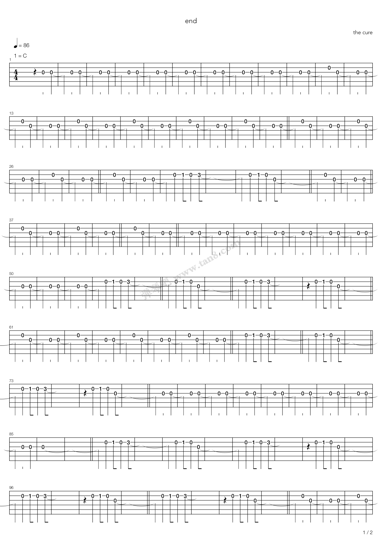 《end》,the cure(六线谱 吉他谱吉他谱 第12页