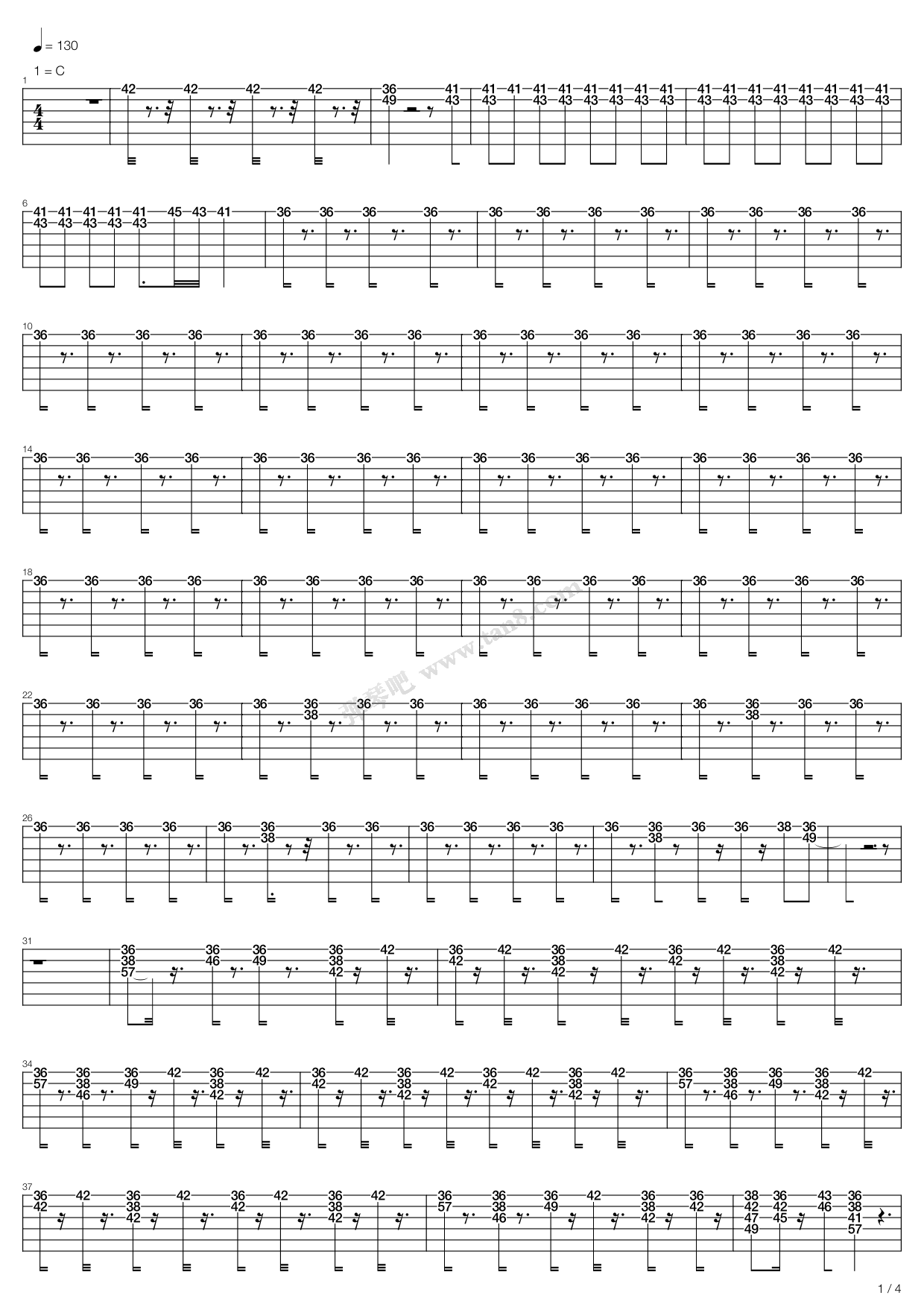 《tnt,ac/dc(六线谱 吉他谱吉他谱 第1页