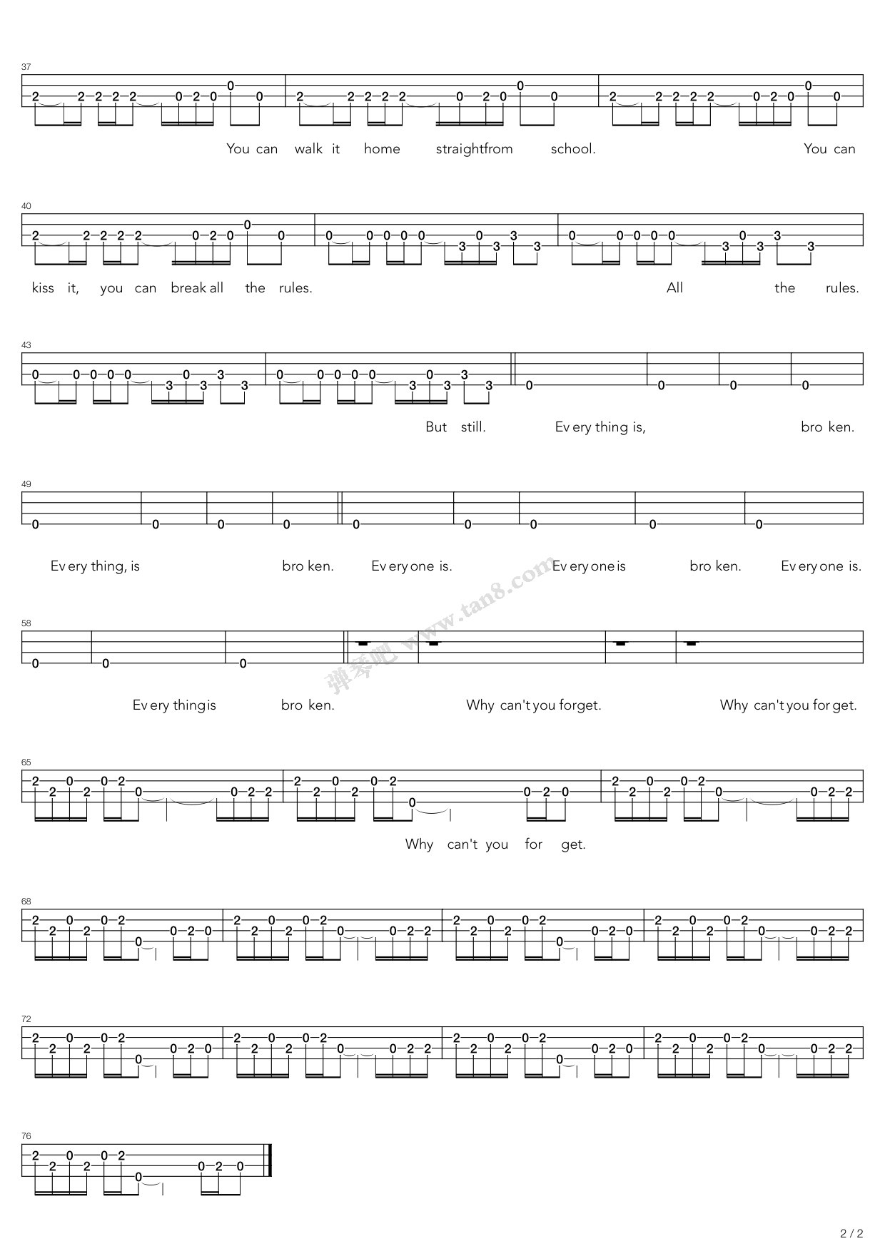 《planet telex,radiohead(六线谱 吉他谱吉他谱 第11页