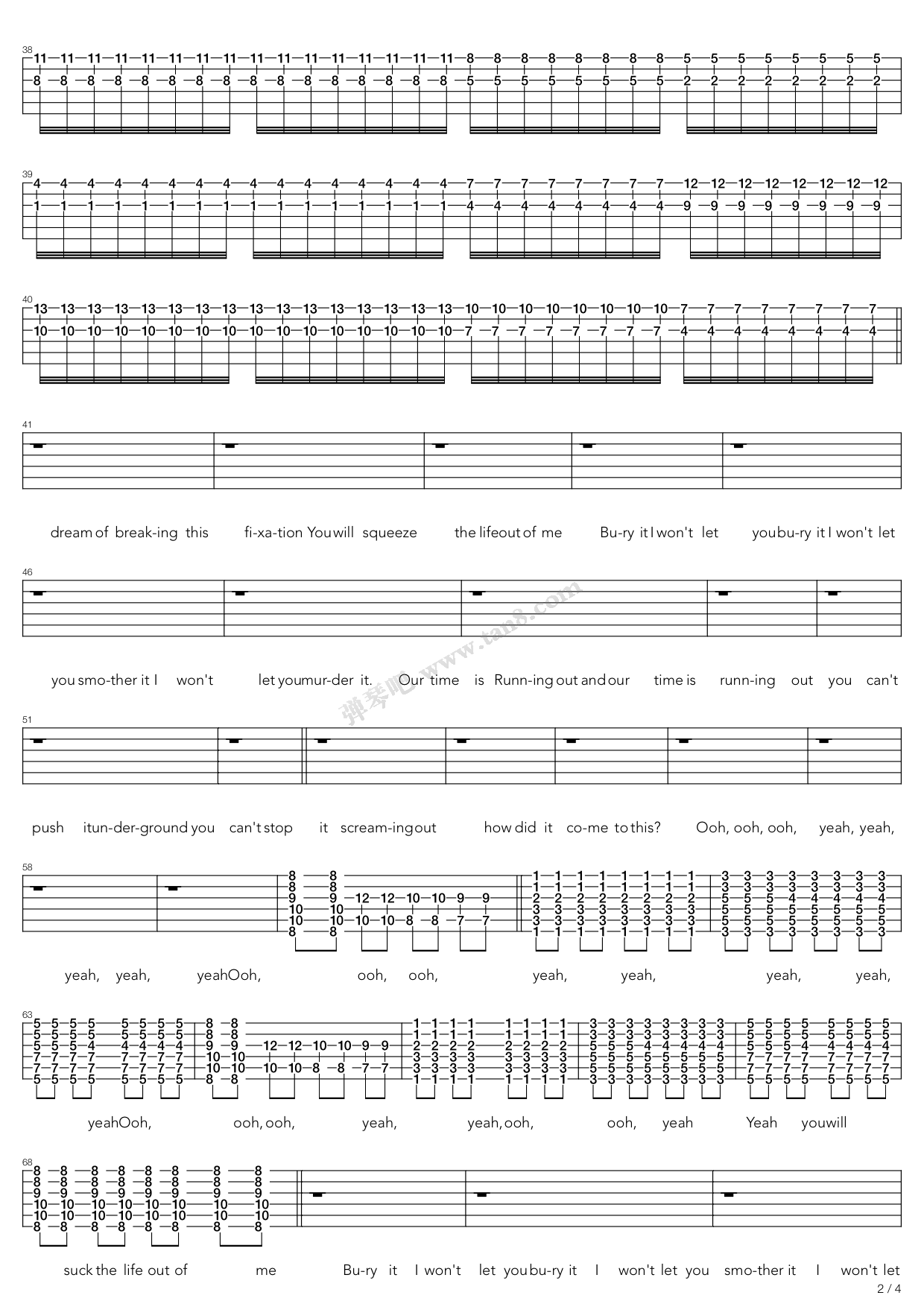 《time is running out》,muse(六线谱 吉他谱吉他谱 第17页