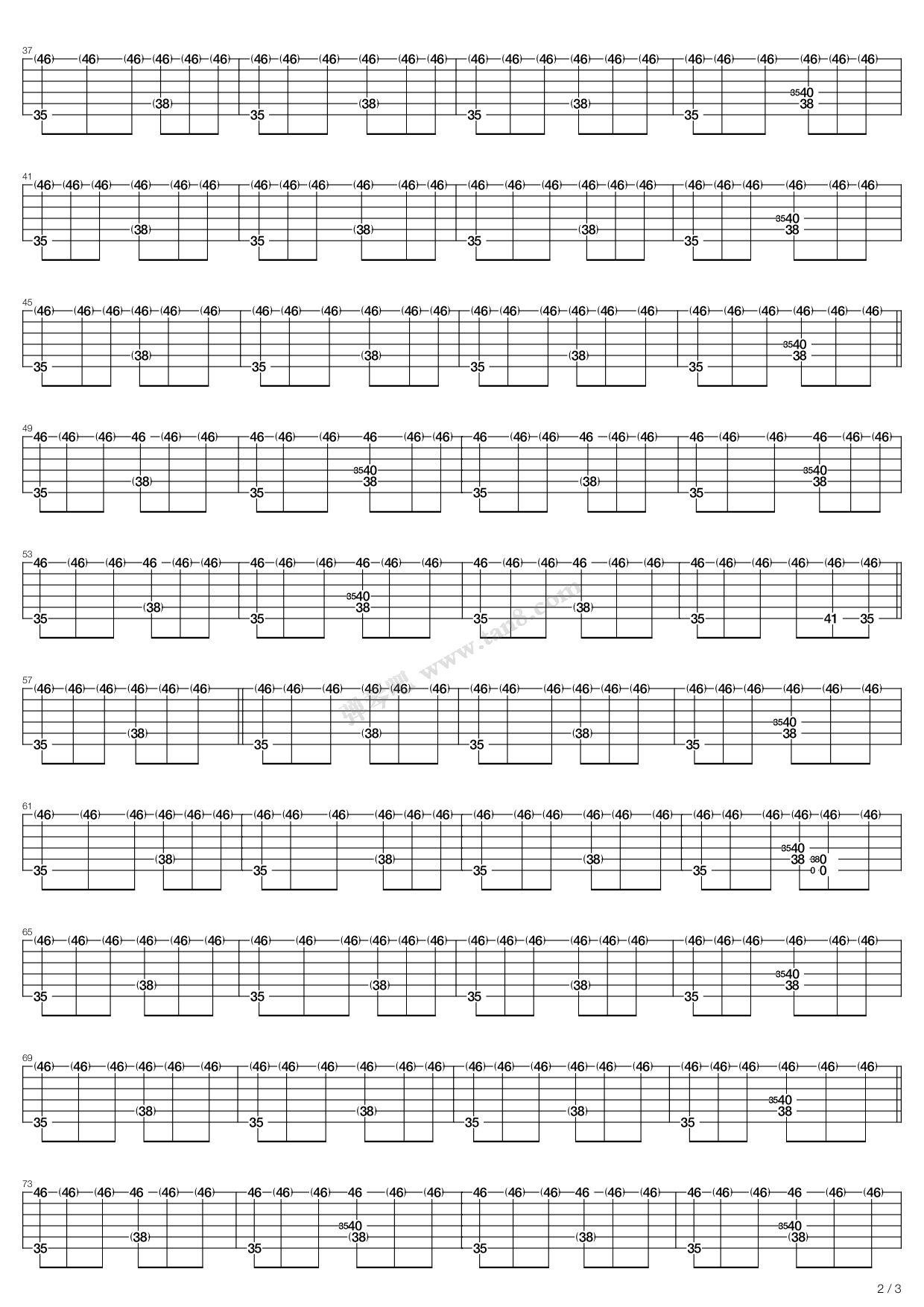 《falling down》,muse(六线谱 吉他谱吉他谱 第6页