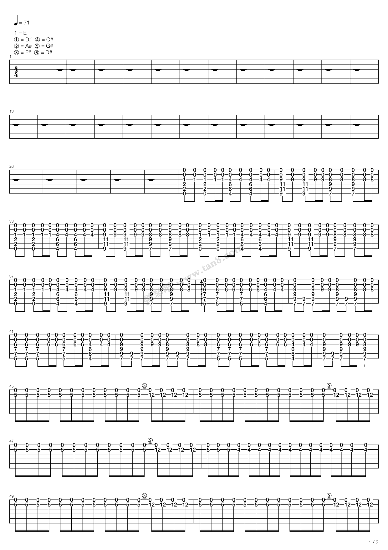 《fix you》,coldplay(六线谱 吉他谱吉他谱 第1页