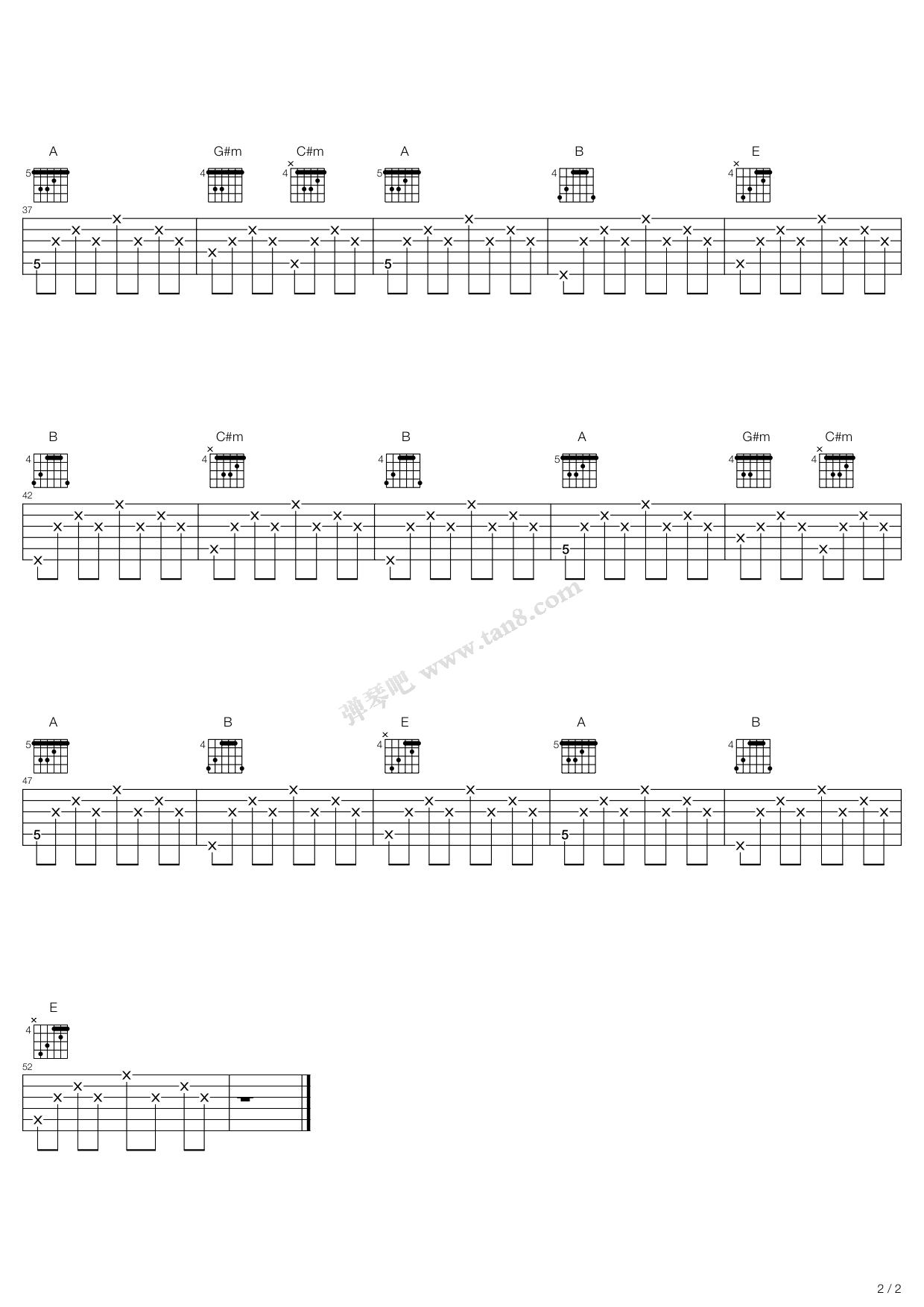 《狮子座》,曾轶可(六线谱 吉他谱吉他谱 第2页