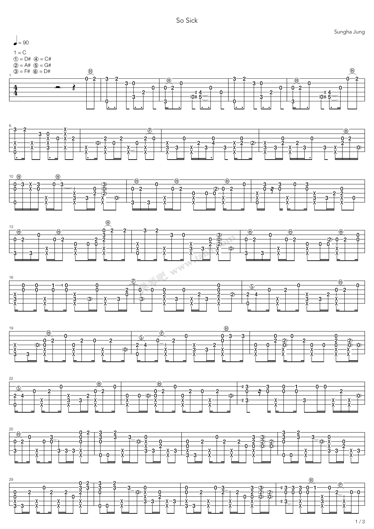 《so sick》,ne-yo(六线谱 吉他谱吉他谱 第1页