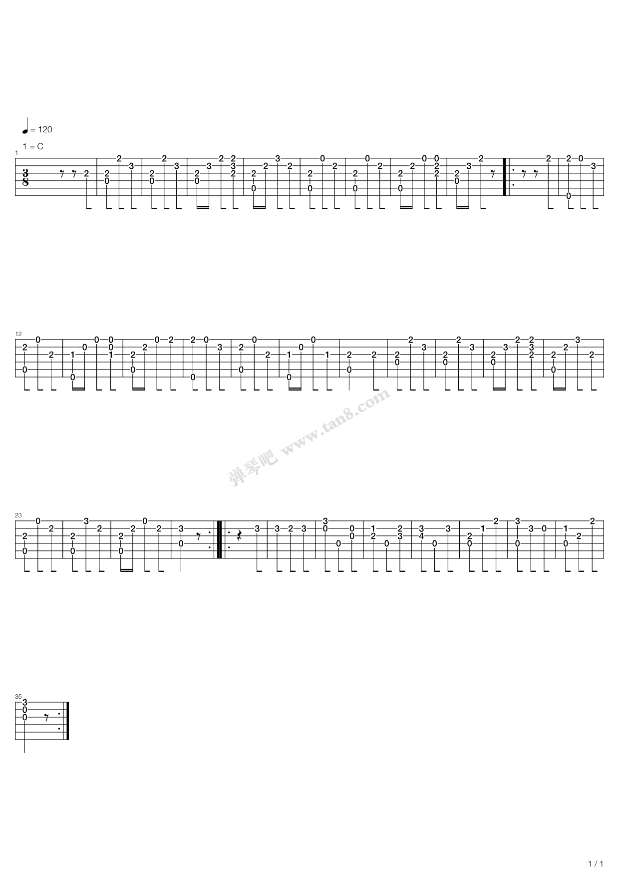 《圆舞曲》,matteo carcassi(马特奥·卡尔卡西)(六线谱 吉他谱吉他谱