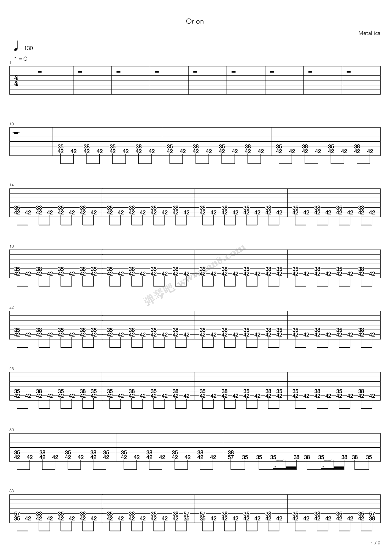 《orion》,metallica(六线谱 吉他谱吉他谱 第17页