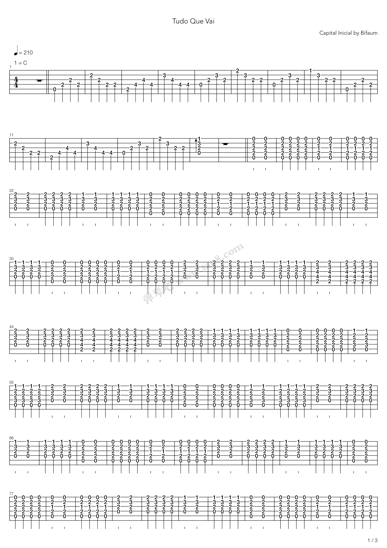 《tnt》,metallica(六线谱 吉他谱吉他谱 第1页