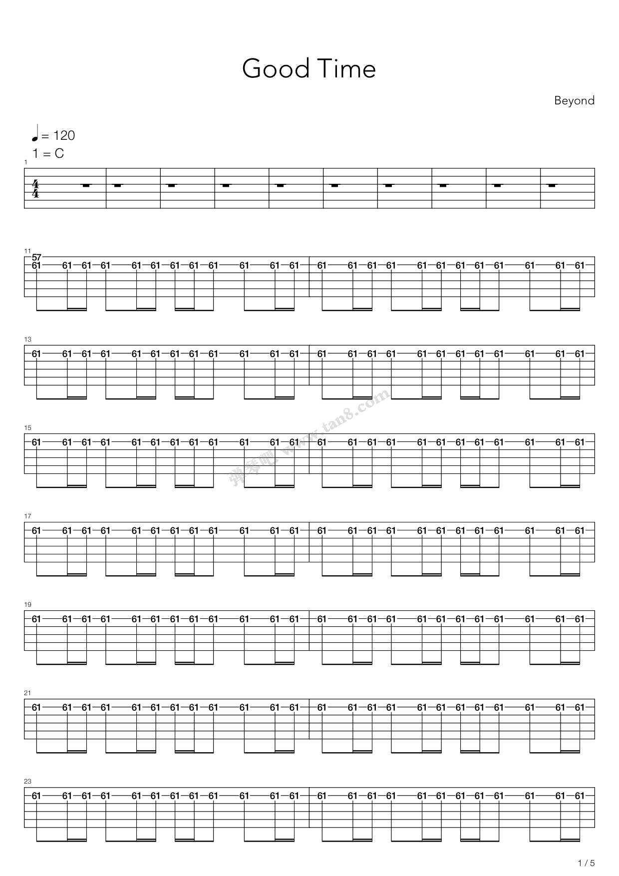 《good time》,beyond(六线谱 吉他谱吉他谱 第25页